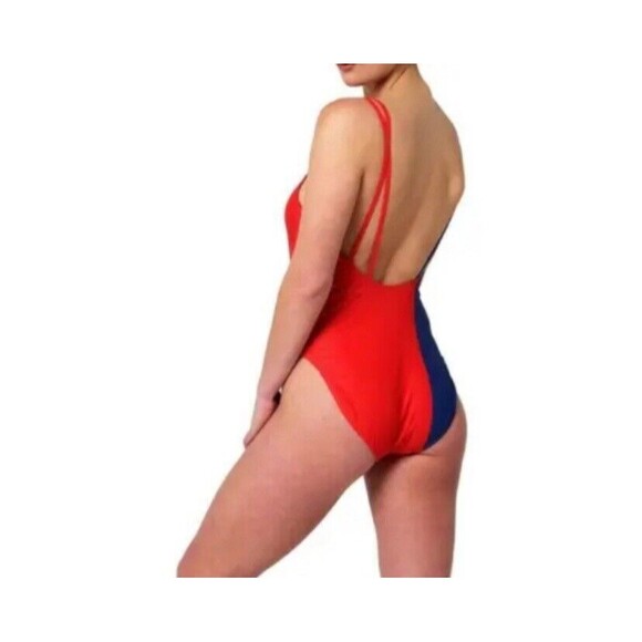 Juicy Couture Swimsuit Size L Colorblock One Piece Red Blue Scoop Back Strappy - Picture 5 of 16